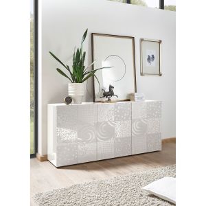 home24 Subleem - Buffet 3 portes Serle blanc laqué brillant