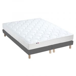 Image de Ensemble Matelas 100% latex 3 zones ESSENTIEL + Sommier Fabriqué en France Dimensions 2x80 x 200 cm, Sommier Gris chiné