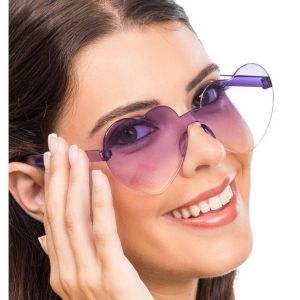 Ruedelafete Lunettes Coeur plastique verres fum&eacute;s, Violet