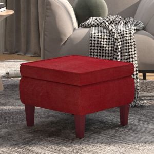 VidaXL Tabouret avec pieds en bois Rouge bordeaux Velours - Rouge