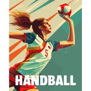Peinture au numéro : Affiche sportive Handball - sans châssis en bois