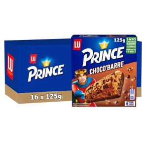 LU PRINCE - Prince de LU Choco'Barre - 16 Boîtes de 6 Barres Individuelles - Barres aux 3 Céréales et Pépites de Chocolat au Lait - Fabriqué en France - Idéal pour un Goûter Gourmand - Lot de 16x125g (Plaisir & Snacking, neuf)