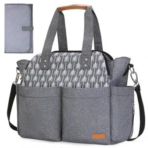 Sac à langer grande capacité Lekebaby avec matelas à langerimprimé flèchegris