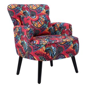Fauteuil HOMEMIYN individuel,tissu imitation lin motif tournesol, style moderne, confortable