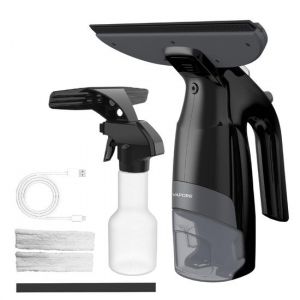 Vapore Electric Window Cleaner - Incl. Soaper - Window Wiper with Built-in Spray Function - Window Washer - Window Squeegee - Window Vacuum Cleaner - Incl. Microfiber Cloth - Black