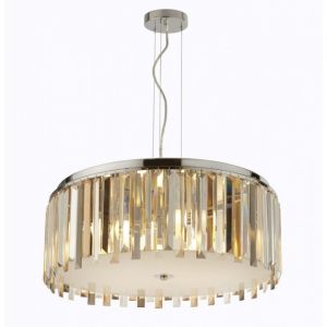 Image de Searchlight Suspension CLARISSA Chrome, Blanc, Transparent, Ambre, 5 lumières - Moderne - Intérieur - CLARISSA - Délai de livraison moyen: 6 à 10 jours ouvrés. Port gratuit France métropolitaine et Belgique dès 100 €.