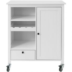 Image de Sobuy FKW104-W Desserte Roulante Meuble de Rangement à Roulettes avec Portes-Bouteille, Blanc