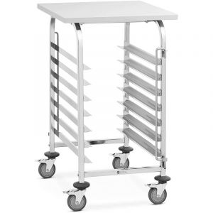 Royal Catering Chariot Échelle Boulangerie Pâtisserie Inox Service 7 Niveaux + Tablette 80 kg