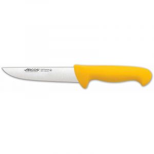 Arcos Couteau de boucherie Couleur - Prof 291500 en acier inoxydable Nitrum et mango polypropylène jaune ergonomique avec lame de 16 cm, vitrine.