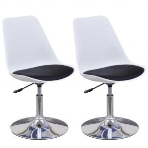 Image de VidaXL Chaises pivotantes à dîner 2 pcs Blanc et noir Similicuir