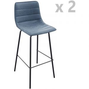 Urban living Lot de 2 Tabourets de bar design industriel Brooklyn - Bleu
