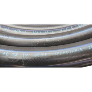 Somatherm Tube poly&eacute;thyl&egrave;ne nf bandes bleues &Oslash;20 Couronne 50m - Noir bandes bleues