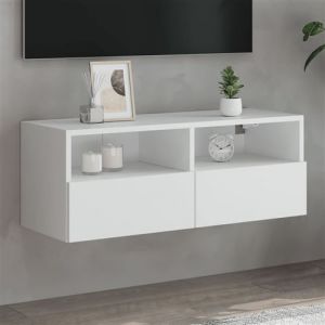 VidaXL Meuble TV mural blanc 80x30x30 cm bois d'ingénierie