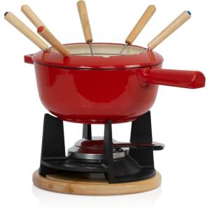 Service à fondue à 13 pièces en fonte pour 6 personnes, 2 l, émaillé, avec brûleur et fourchettes - Mahlzeit