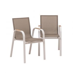 Image de Made In Meubles - Chaise de jardin taupe en aluminium Ayden (lot de 2)