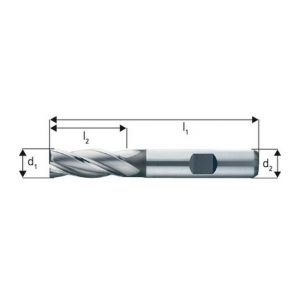 Forum Fraise cylindrique courte, type N, en acier à coupe rapide à 8% de cobalt, sans revêtement, Ø d1 - k10 : 6,0 mm, Long. totale l1 57 mm