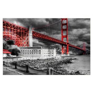 Image de Homemania HOMEMANIA Tableau Pont Villes et paysages pour Salon, Chambre Multicouleur en Polyester, Bois, 100 x 3 x 50 cm