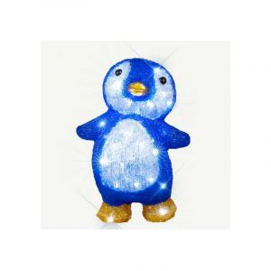 Pingouin l ineux LED coloris bleu à piles 20 x 17 x 30 cm