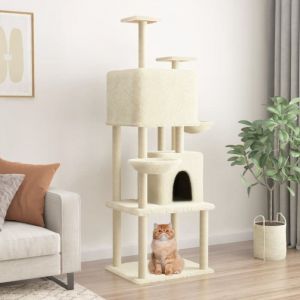 Image de VidaXL Arbre &agrave; chat avec griffoirs en sisal Cr&egrave;me 180 cm