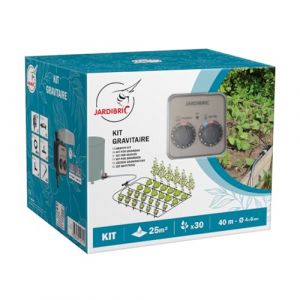 Jardibric Kit Goutte &agrave; Goutte 25m&sup2; avec Programmateur 40m de Micro Tuyau &Oslash;6mm, 30 Goutteurs R&eacute;glables, 5 Sorties, Coudes et T&egrave;s &Oslash;6mm Irrigation