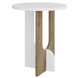 Image de Cotecosy Table basse design Folas D40cm Blanc et Chêne clair - Blanc / Chêne