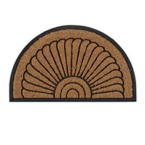 Relaxdays Paillasson, coco, caoutchouc, tapis d'entrée demi-rond, 75 x 45 cm, antidérapant, intérieur, extérieur, nature
