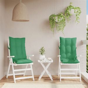 VidaXL Coussins de chaise à dossier haut lot de 2 vert tissu oxford