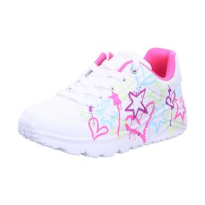 Skechers Street Girls Baskets, White Synthetic/Neon Multi Trim, 43 EU
