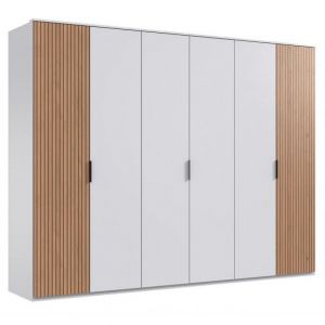 Wimex Armoire blanc 6 portes BLEND 2 portes aspect clayettes imit. chêne artisan