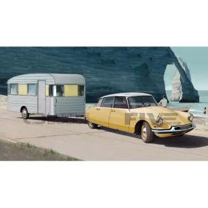 Norev CIT DS 19 + Caravane Digue Panoramic 1960-1/18