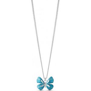 Image de Guess : Collier et pendentif UBN85103 - Collier et pendentif Tropical Dream Métal Rhodié papillon Bleu Femme