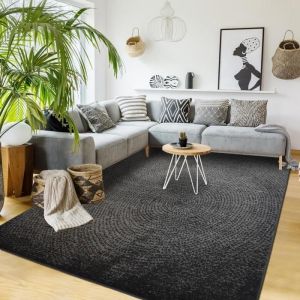 Jadorel - 120x170 - Tapis salon empreinte Noir 120x170 Fait en Europe Exclusivité baë déco - Noir