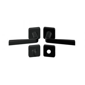 Vachette Paire de poignées de porte sur rosace à condamnation pour WC KOYA, noir