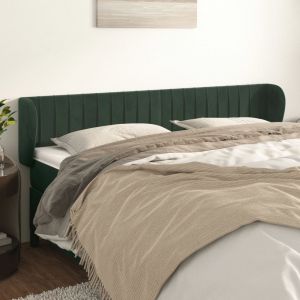 VidaXL Tête de lit avec oreilles Vert foncé 183x23x78/88 cm Velours Dark green
