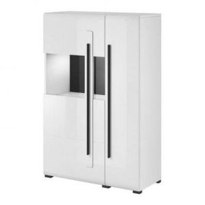 Vitrine design XL collection BREDA. LED incluses. Coloris blanc mat et blanc brillant.