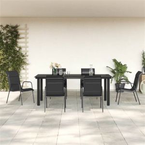 VidaXL Ensemble à manger de jardin 7 pcs noir textilène et acier