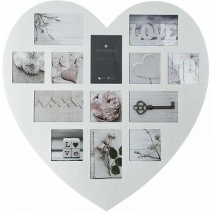 Atmosphera Cadre pêle-mêle patiné -Coeur Blanc