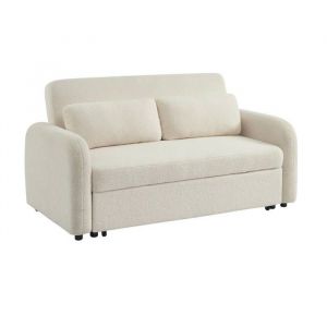 Canapé convertible arrondi 2 places bouclette crème