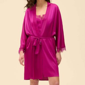 SIMONE PÉRÈLE kimono en satin Satin Secrets Violet - Taille S/M