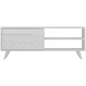 Cotecosy Meuble TV scandinave 1 porte Phaleas 120cm Blanc - Blanc