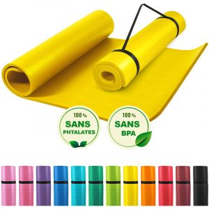 Image de Gorilla Sports Tapis en mousse grand -190x100x1,5cm (Yoga - Pilates - sport &agrave; domicile) - Couleur : JAUNE