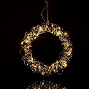 Relaxdays Couronne Lumineuse LED, décoration pour fenêtre, à Suspendre, diamètre : 30 cm, intemporelle, à Piles, argenté