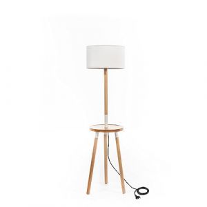 Stones Lampe sur pied avec étagère Moderne 40x40x135 cm Faggio/Bianco