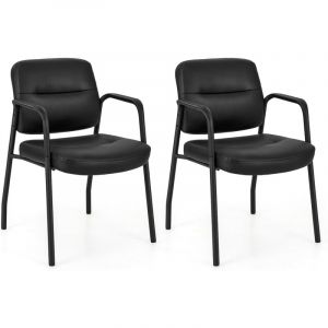 Giantex Lot de 2 Chaises, Chaises de Bureau Rembourré en Cuir PU, Charge 160 kg, Noir