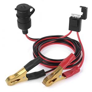 Jtron Câble d'extension allume-cigare avec pince crocodile prise d'alimentation avec fusible et fusible 25 A 2 m de longueur 12 V