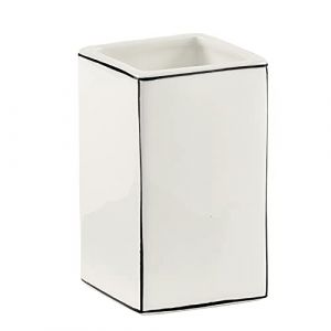 Image de Gedy Blanc, G-Lucrezia, Salle de Bain, Porte-Brosse &agrave; Dents en c&eacute;ramique, 2 Ans de Garantie, Design R&D, Dimensions 11 x 7 x 7 cm, Unique
