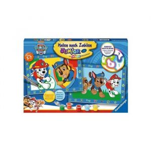 Numero d'art junior pat patrouille 2 tableaux 32x22cm chiens heros - art peinture par numeros enfant - set creatif 5-7 ans + carte