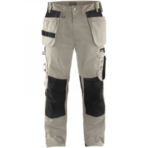 Image de Blaklader Pantalon de travail - renforts Cordura - beige/noir - 52 - 1555 B