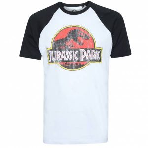 JURASSIC PARK Distressed Logo Hommes T-shirt GBMTS348WBL