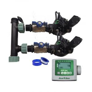 Rain Bird Système d'arrosage automatique de jardin à 2 zones avec programmateur esp 9V et électrovannes hv 1'' 24v